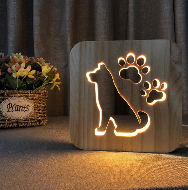 Minimalist Wooden USB Night Light for Kids & Pets