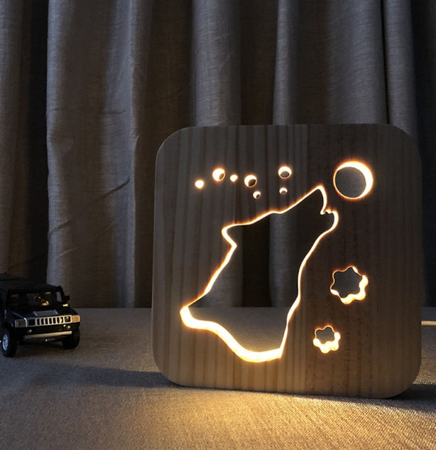 Minimalist Wooden USB Night Light for Kids & Pets