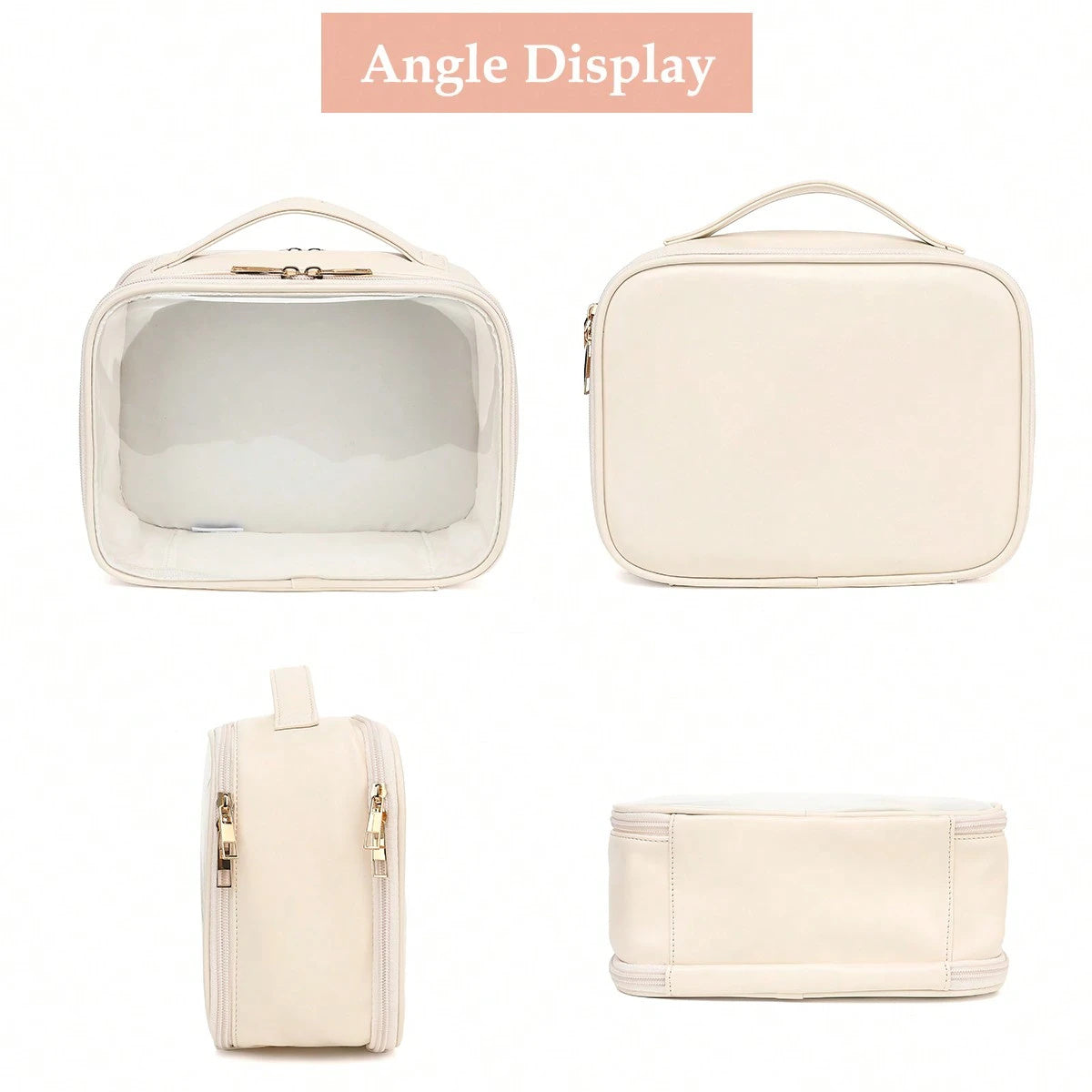Clear Cosmetic Travel Bag – Makeup Organizer with Brush Holder