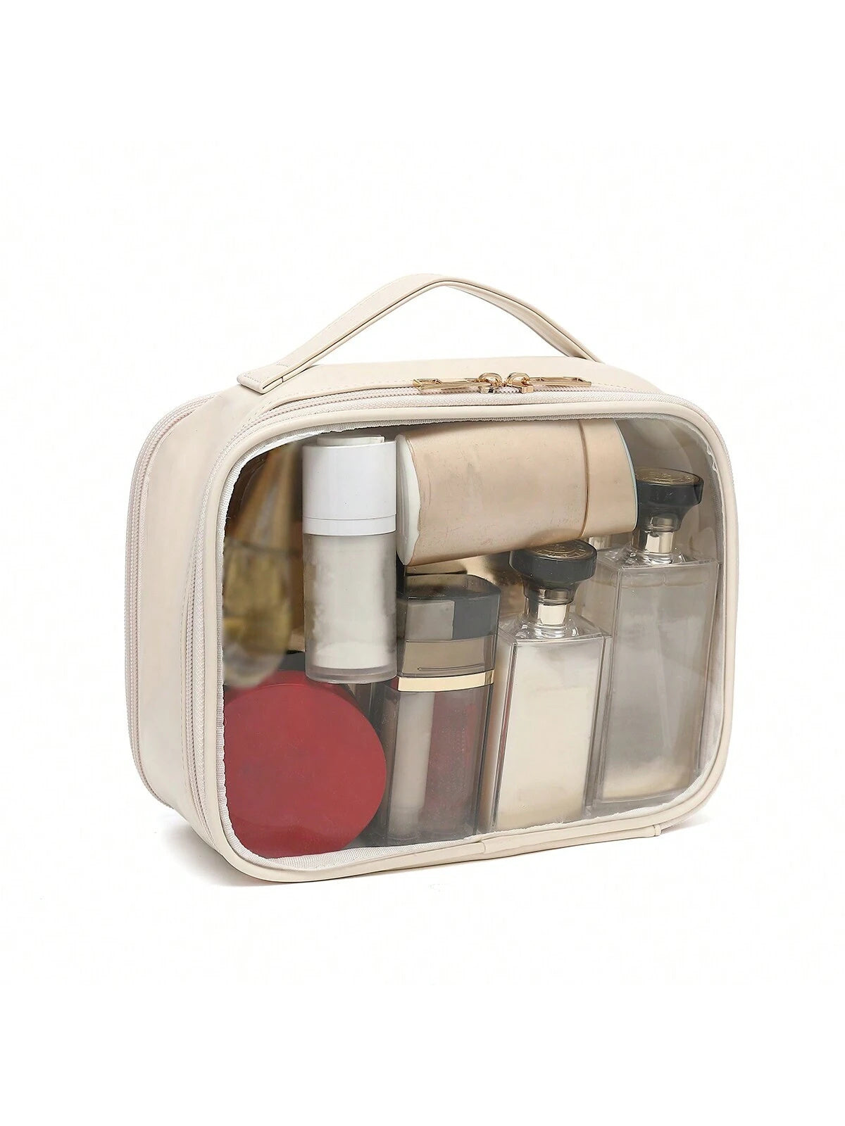 Clear Cosmetic Travel Bag – Makeup Organizer with Brush Holder