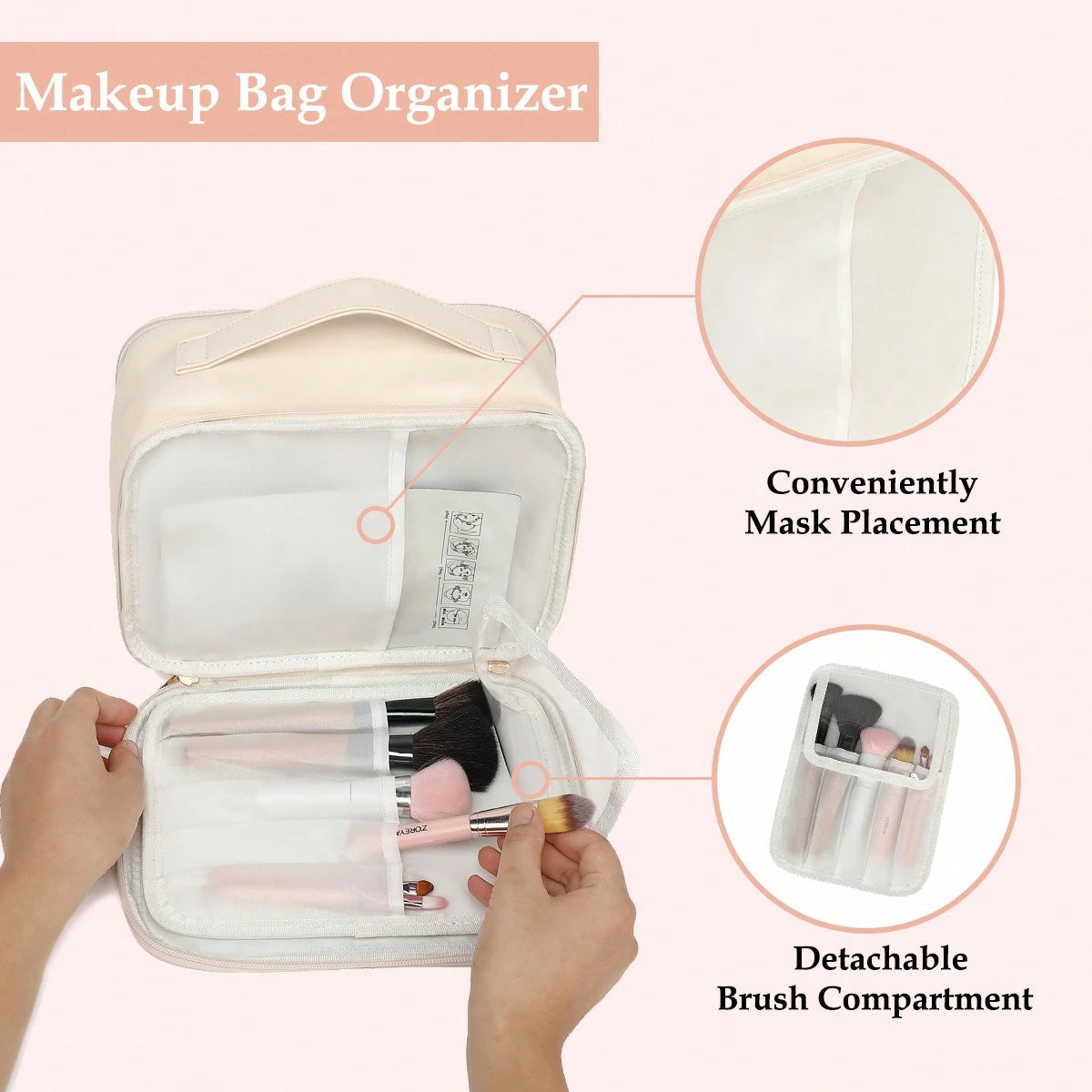 Clear Cosmetic Travel Bag – Makeup Organizer with Brush Holder