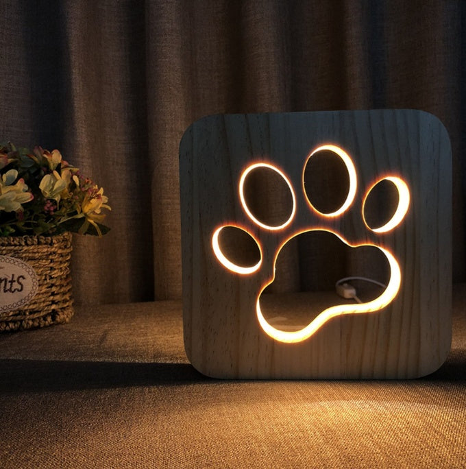 Minimalist Wooden USB Night Light for Kids & Pets