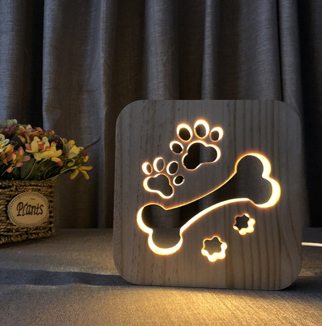 Minimalist Wooden USB Night Light for Kids & Pets