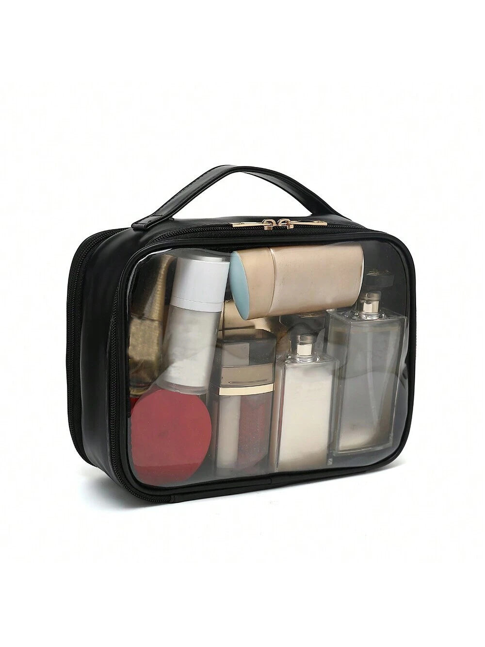 Clear Cosmetic Travel Bag – Makeup Organizer with Brush Holder