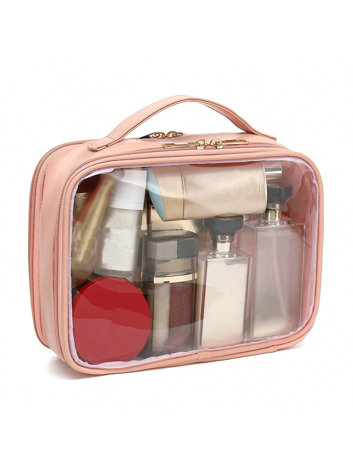 Clear Cosmetic Travel Bag – Makeup Organizer with Brush Holder